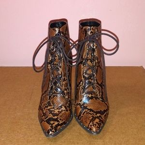 LIKE NEW!!Safari Snake Lace-Up Heel Booties 👢